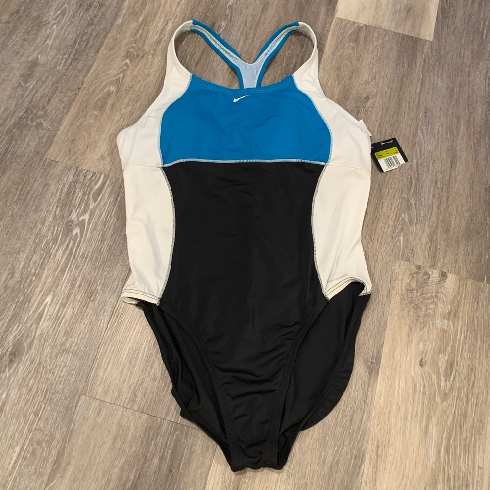 Nike Blue and Black Women's One Piece Swimsuit